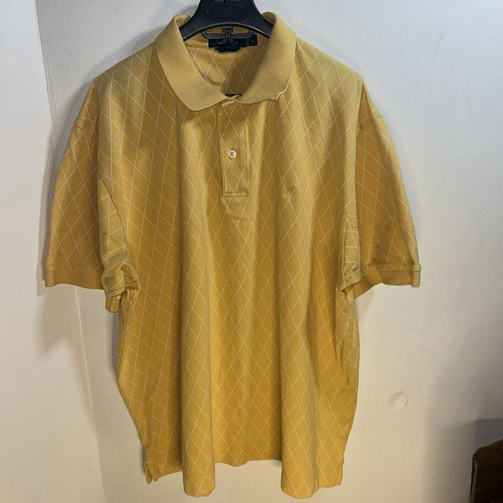 Nautica polo shirt Striped Yellow White Size large